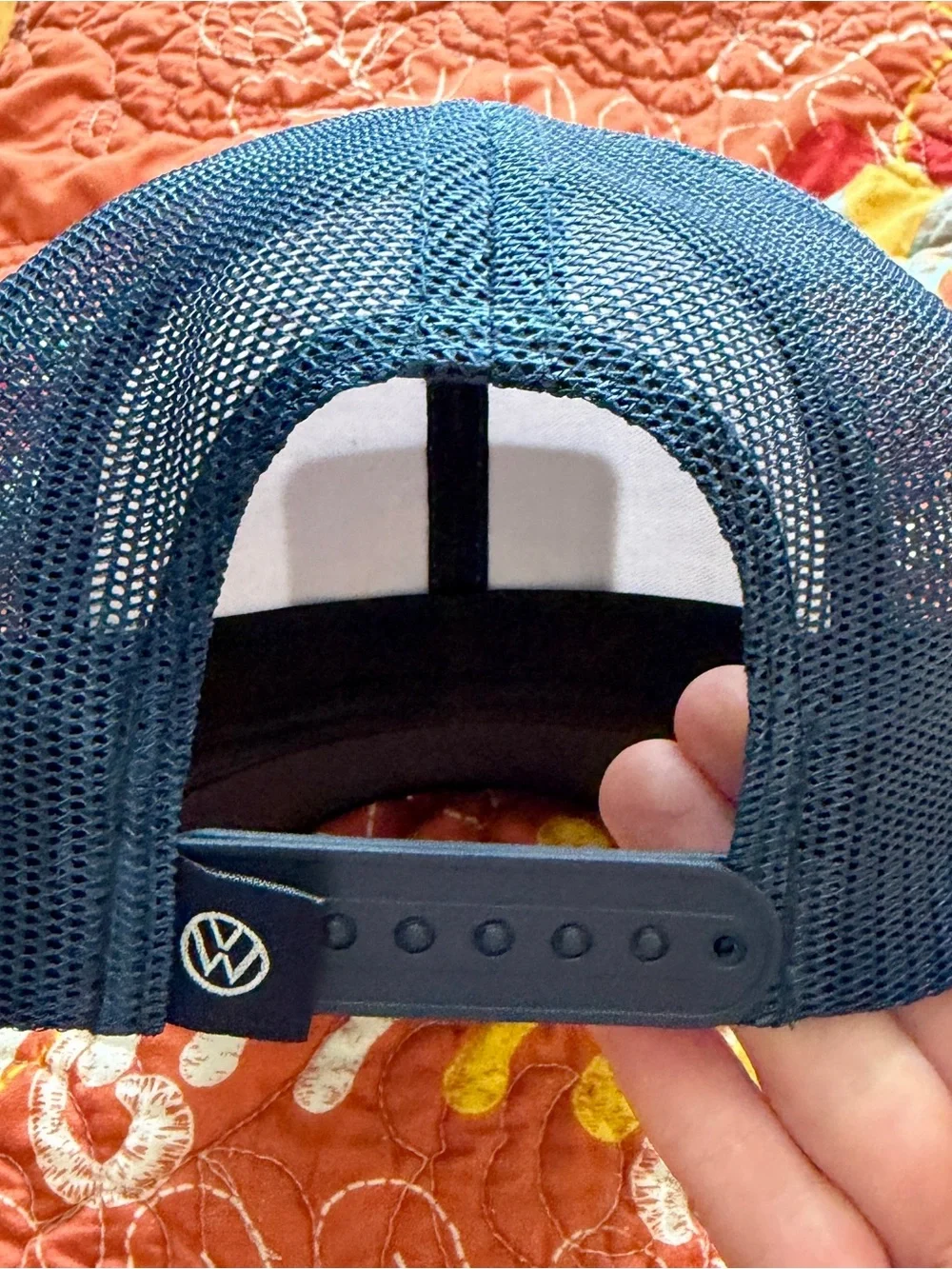Volkswagen Navy and White Trucker Hat with Car & Soccer Graphic-NWT